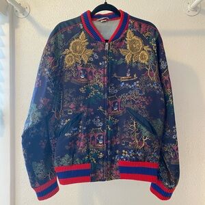 Gucci Cruise Navy Donald Duck Embroidered Jacquard Bomber Jacket - size 50